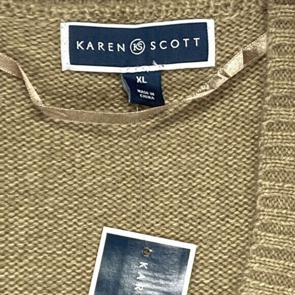 Karen Scott Open-Front Cable-Knit Duster Cardigan XL Chestnut Brown Sweater NEW - Picture 16 of 16